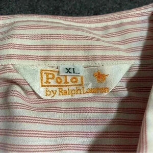 Vintage Rare Polo by Ralph Lauren men's button down shirt pinstripe‎ red XL